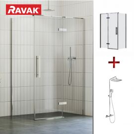 Ravak SET 108 Komplekts Dušas Durvis COSD2-100, Dušas Siena COPS-100, Dušas Sistēma Ar Termostatu TE 092.00CR/WH (X0VVACA00Z1+X9VVA0A00Z1+X070098) | Shower doors and walls | prof.lv Viss Online