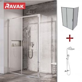 Ravak SET 112 Komplekts Dušas Durvis BLSDP2-120, Dušas Siena COSD2-100, Dušas Sistēma Ar Termostatu TE 093.01CR (X0PMG0C00Z1+X9BM70C00Z1+X070164) | Shower doors and walls | prof.lv Viss Online