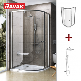 Ravak SET 141 Komplekts Dušas Kabīne PSKK3-90, Dušas Sistēma Ar Termostatu TE 093.00CR/WH (37677U00Z1+X070099) | Shower cabines | prof.lv Viss Online