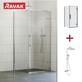 Ravak SET 35 Komplekts Dušas Durvis COSD1-90, Dušas Siena COPS-90, Dušas Sistēma Ar Termostatu TE 093.01CR (X0VV70A00Z1+X9VV70A00Z1+X070164) | Shower doors and walls | prof.lv Viss Online