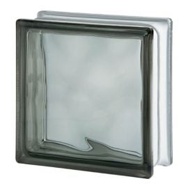 Стеклянный блок Seves Basic Brilly серого цвета с волновым узором, 190x190x80 мм | Стеклоблоки | prof.lv Viss Online