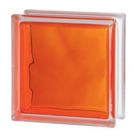 Seves Basic Brilly Orange Wave Glass Block, orange 190x190x80mm | Blocks, bricks | prof.lv Viss Online