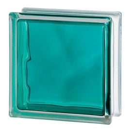 Seves Basic Brilly Turquoise Wave Glass Block, blue 190x190x80mm | Glass blocks | prof.lv Viss Online