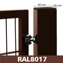 Square profile gate post 60x60mm, brown (RAL8017) | Gates | prof.lv Viss Online
