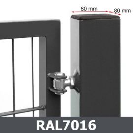 Square profile gate post 80x80mm, grey (RAL7016) | Volume pricing | prof.lv Viss Online