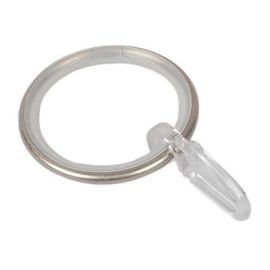 Dekorika Modern Curtain Rings with Hooks for Rods Ø25mm, 10pcs, Silver