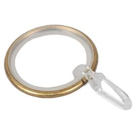 Dekorika Modern Curtain Rings with Hooks for Curtain Rods Ø25mm, 10pcs, Gold