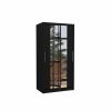 ADRK DRAGONIS Wardrobe with Mirror 100x200cm, Black (SW-DRA-B-100+A624)