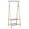 Home4You Coat Stand FOREST 2 Shelves and 4 Hooks, 79x45xH155cm, Pine/Steel, Natural/Black (13961)