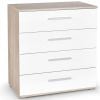 Halmar Lima Chest of Drawers, 77x40x82cm, White, Oak (V-PL-LIMA-KM3-BIAŁY/SONOMA)