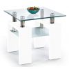 Halmar Diana Glass Coffee Table, 60x60x55cm, White, Transparent