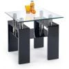Halmar Diana Glass Coffee Table, 60x60x55cm, Black, Transparent
