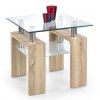 Halmar Diana Glass Coffee Table, 60x60x55cm, Transparent, Oak (V-CH-DIANA_KWADRAT_H-LAW-SONOMA)