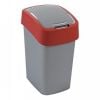 Корзина для мусора Curver Flip Bin 10L, 18,9x23,5x35см, серебро/красный (0802170547)