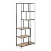 Home4You Seaford Shelf, 77x35x185cm, Black, Natural (AC81243)