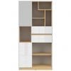 Black Red White Nandu Shelf, 79.5x39x164cm, Grey, Oak (S441-REG2D2S-JSZ/DP/BIP)