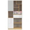 Black Red White Nandu Shelf, 79.5x39x164cm, Grey, Oak (S441-REG2D2S-JSZ/DP/BIP/SCR)