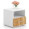 Dark Oak Nightstand, 37x40x38.5cm, White/Oak (NS-EMI-W+DW-L003)