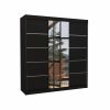 ADRK Bergen Wardrobe with Mirror 200x215cm, Black (SW-BER-B-200+A676)