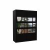 ADRK FLORENTO Wardrobe With Mirror 150x200cm, Black (SW-FLO-B-150+n282)