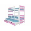 Детская кроватка Adrk Karlo 188x81x160см с матрасом, бело-розовая (CH-Kar-W+P-E1073)