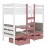 Dark Bear Children's Bed 208x97x170cm, With Mattress, White/Pink (CH-Bar-W+P-208+M-E2008)