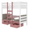 Dark Bear Children's Bed 190x87x170cm, Without Mattress, White/Pink (CH-Bar-W+P-190-E1999)