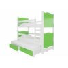 Adrk Leticia Children's Bed 188x81x160cm, With Mattress, White/Green (CH-Let-W+G-D034)
