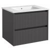 Мебель для ванной комнаты Raguvos Baldai Urban 61,5x46,5 см с раковиной и шкафчиком с черным алюминиевым профилем, матово-серый (201133105)