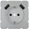 Siemens Delta Style Flush-mounted Socket Outlet with 2 USB Ports 1-gang with Earth, Silver (5UB1870-0PM01)