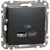 Schneider Electric Sedna Design Socket Outlet USB A+C, 2.4A, Black (SDD114402)