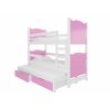 Детская кровать Adrk Leticia 188x81x160 см с матрасом, бело-розовая (CH-Let-W+P-D032)