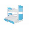 Adrk Leticia Children's Bed 188x81x160cm, With Mattress, White/Blue (CH-Let-W+BL-D033)