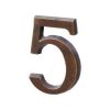 Sparta Adhesive House Number 5 for Doors, 50x30mm, Antique Bronze (919.001.AB.505)