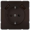 Siemens Delta Style Socket Outlet with 2 USB Ports and Earth, Brown (5UB1870-0CH01)