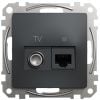 Schneider Electric Sedna Design Socket Outlet with TV/Data, Black (SDD114469T)