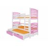 Детская кровать Adrk Soria 188x81x160 см с матрасом, бело-розовая (CH-Sor-W+P-D053)