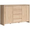 Black Red White Kaspian Chest of Drawers, 143.5x40.5x92cm, Oak (S128-KOM2D4S-BI/DSO)