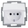 Abb Basic55 Flush Mounted Socket Outlet with Earth and Lid, White (2CKA002018A0350)