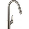 Смеситель для кухонной раковины Hansgrohe Focus M41 31815800 с выдвижной лейкой, хромированный / матовый