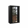 ADRK MARVIN Wardrobe With Mirror 120x200cm, Black (SW-MAR-B-120+n221)