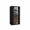 ADRK KSAWER Wardrobe with Mirror 100x200cm, Black (SW-KSA-B-100+A634)