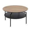 Home4You Goldington Coffee Table, 80x80x45cm, Oak, Black (AC77327)