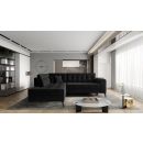 Stūra Dīvāns Izvelkams Eltap Lanvin Velvetmat 210x260x93cm, Melns (CO-LAN-LT-10VE)