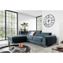 Eltap Grayson Velvet Corner Pull-Out Sofa 205x278x92cm, Blue (CO-GRA-LT-100VE)