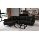 Eltap Larde Velvetmat Corner Pull-Out Sofa 191x276x90cm, Black (CO-LAR-LT-10VE)