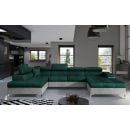 Eltap Eduardo Monolith/Monolith Corner Pull-Out Sofa 60x345x90cm, Green (Edr_10)