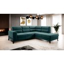 Eltap Cassara Velvetmat Corner Pull-Out Sofa 237x277x100cm, Green (CO-CAS-RT-38VE)