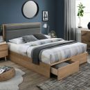 Home4You Blossom Double Bed 160x200cm, Without Mattress, Dark Grey/Oak