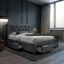 Home4You Glossy Double Bed 160x200cm, Without Mattress, Grey